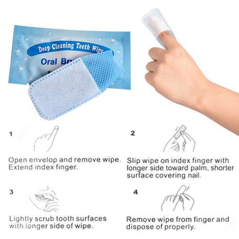 Beavorty Cleaning Wipes 50 Pcs Disposable Deep Cleaning Teeth Wipes Finger Toothbrush Oral Finger Wipes Teeth Whitening Wipes Oral Cleaning Wipe f...