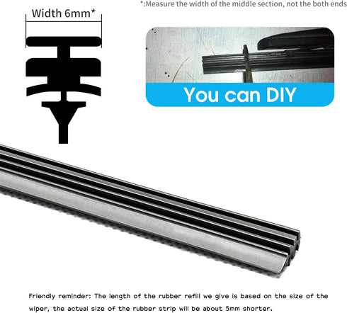 ASLAM Wiper Blade Refills 6mm for Frameless Windshield Wipers 32",Cut to Size(Set of 4)...