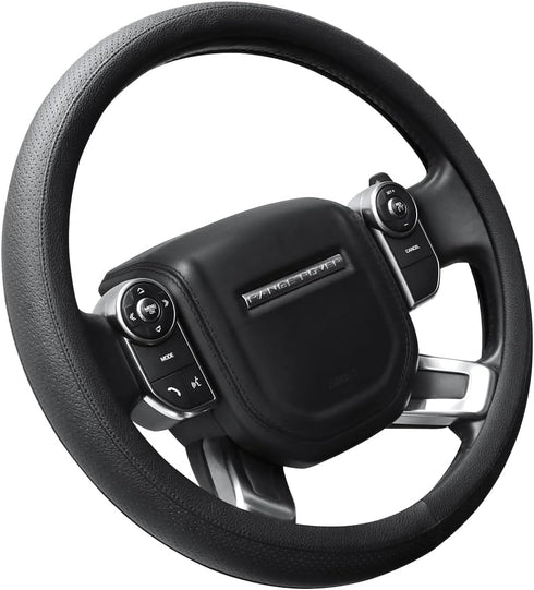SEG Direct Car Steering Wheel Cover for F-150 Tundra Range Rover 15 1/2" - 16", Black Microfiber Leather...