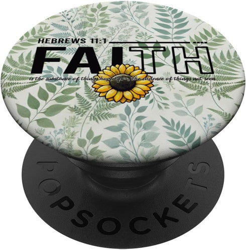 Faith Sunflower Jesus Religious PopSockets Standard PopGrip...