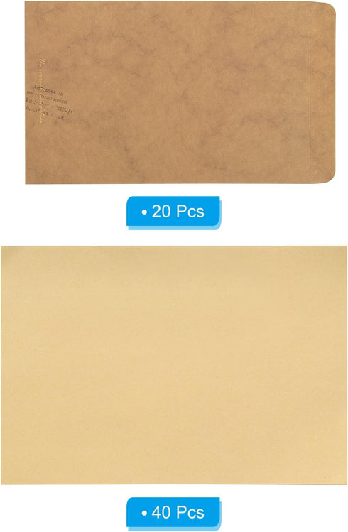 PATIKIL 9.8x6.3" Vintage Gift Card Envelopes Set, 20 Pack Retro Style Christmas Card Letter Envelope with Writing Letter for Birthday Wedding, Yel...