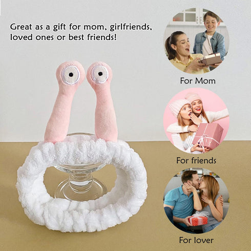2 Pcs Women Headband for Washing Face, Cute Snail Makeup Headbands Soft Elastic Hairband Cute Snail Headband Makeup Headband Skincare Shower Hair ...