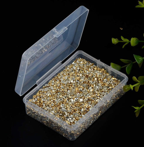 Crushed Glass Irregular Metallic Chips Sprinkles Chunky Glitter Gold & Sliver Plated 100g 2-4mm for Nail Arts Craft DIY Vase Filler Epoxy Resin Mo...