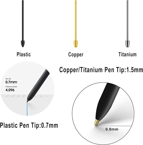 Metal Nibs/Tips Replacement for Samsung Galaxy Tab S9/S9FE+/S9 Ultra/S8/S8+/S8 Ultra/S7/S7 FE/S6/S6 Lite/S22/S23/S24 Ultra S Pen?Plastic + Copper ...