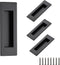 Ravinte 4 Pack Black Sliding Closet Door Handles Black Flush Pulls 5.9in Length Recessed Finger Pulls for Sliding Barn Door Sqaure Cabinet Pulls S...