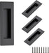 Ravinte 4 Pack Black Sliding Closet Door Handles Black Flush Pulls 5.9in Length Recessed Finger Pulls for Sliding Barn Door Sqaure Cabinet Pulls S...