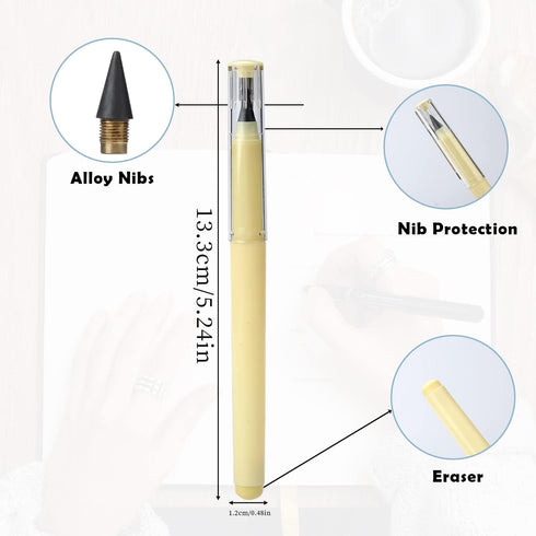 LUTER 6pcs Inkless Pencil with 6 Replacement Refills, Reusable Infinity Pencil Portable Eternal Pencil Everlasting Pencil for Writing and Drawing ...