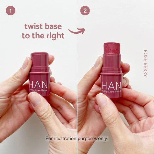 HAN Skincare Cosmetics Vegan, Cruelty-Free 3-in-1 Multistick for Cheeks, Lips, Eyes, Bordeaux Glow...