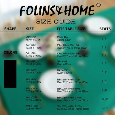 FOLINS&HOME Green Rectangle Tablecloth 60 x 84 Wrinkle Free Waterproof Polyester Table Cloths, Spillproof Heavy Duty and Washable Table Cover for ...