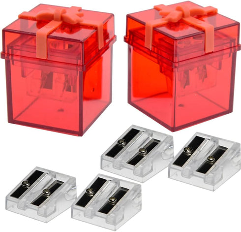 Pencil Sharpener Metal Blade Sharpener with XL Case 2 Holes Art Pencil Crayon Sharpeners Manual Colored Sharpener Detachable Jumbo Double Holes Sh...