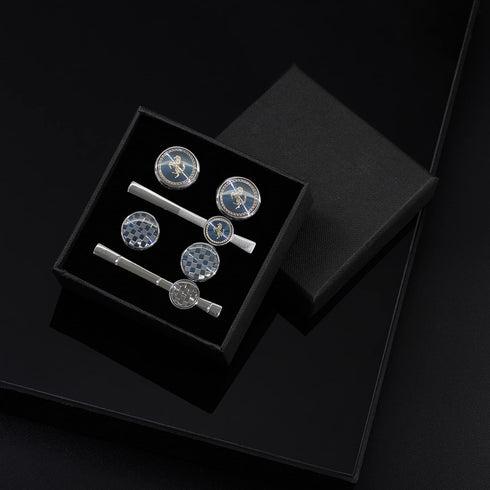 Wynameleri Tie Clip Cufflinks Set for Men, 6 Pcs Necktie Tie Bar Clips Shirts Tuxedo Wedding Gift with Box...