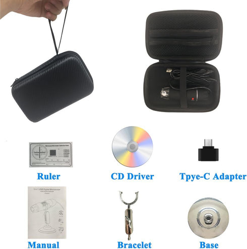 Original 40-1000X USB Microscope with Portable Carrying Case, Digital Magnification Endoscope Camera 8 LEDs Metal Base for Android Phone and Table...