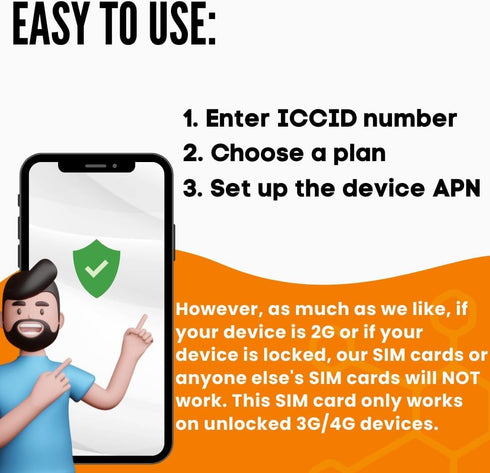 3G/4G Data Only SIM Card, SIM Card for IoT Devices Security Cameras, Hunting Trail Cameras, GPS Trackers, or Tablets - No Contract, Data Only, No ...