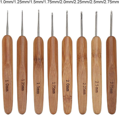 20pcs Bamboo Crochet Hooks Needles Knit Weave Craft Yarn DIY Sewing Tools Knitting Bamboo Crochet Hook Set with Case DIY Tools...