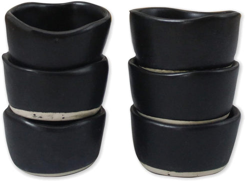 roro Handmade Ceramic Pinch Bowls in Matte Black (Set of 6) - 2 Inch | Versatile Stoneware for Spices, Condiments & Appetizers...