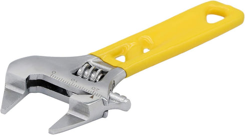 Extra Slim Jaw 4-Inch Adjustable Wrench, Silver, High Carbon Steel...