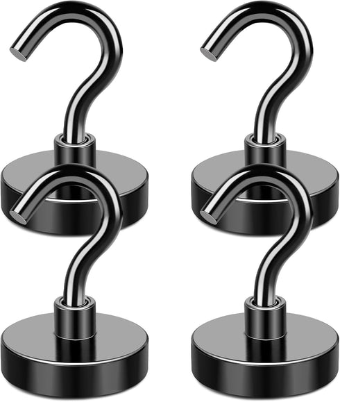 LOVIMAG Cruise Essentials Must Haves, 40lbs Magnetic Hooks for Cruise Cabins with Epoxy Coating, Black Neodymium Magnets with Hooks for Hanging, R...