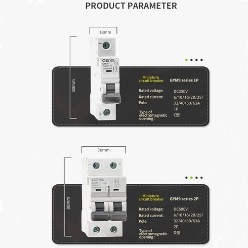 Mini Circuit Breaker DC,Din Rail 6KA DC MCB (1P 40A 250VDC)...