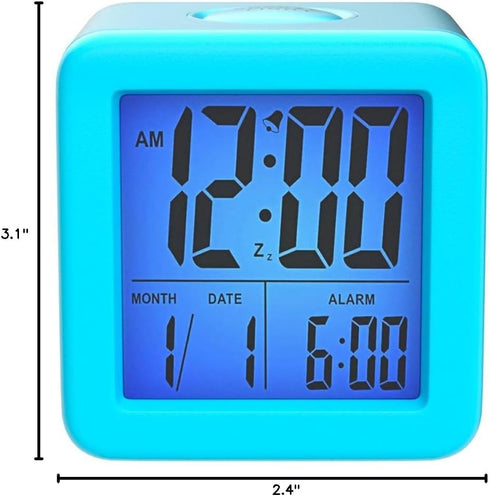 Plumeet Digital Alarm Clock Kids with Snooze and Nightlight - Easy Setting Silicone Clock Display Time, Date - Loud for Bedroom - Battery Powered ...