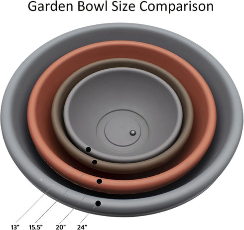 The HC Companies 15.5 Inch Large Garden Bowl Planter - Shallow Plant Pot with Drainage Plug for Indoor Outdoor Flowers, Herbs, Chocolate...