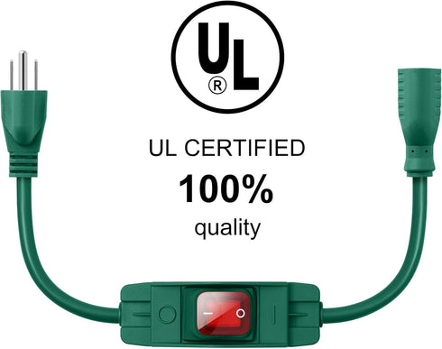 Outdoor Extension Cord with Switch On/Off Waterproof Switch 3 Prong Extension Cord with Inline Cord Switch, Heavy Duty Extension Cord 125v/250v Bl...