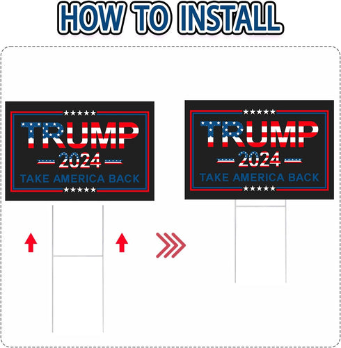 Large 24"x 16" Donald Trump 2024 Yard sign for President Election with Metal H-Stakes,MAGA Take America Back Signs, Vote for Republican, Double Si...