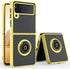 TJS Compatible with Samsung Galaxy Z Flip 3 5G Case, Metal Ring Kickstand Magnetic Support Drop Protective Cover Phone Case (Yellow)...
