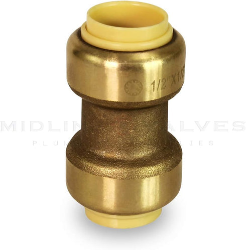 Everflow Supplies Pushlock UPSC12 1/2 Inch Long Push X Push Coupling for Push-Fit Fittings, Made with No Lead DZR Forged Brass, Connects PEX, CPVC...