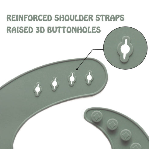 Ginbear Silicone Bibs for Babies, Waterproof Baby Feeding Bibs with Food Catcher Pocket, Adjustable Silicon Bibs for Toddlers (Dark Sage/Almond)...