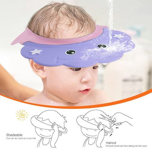 2 Pcs Baby Shower Cap Adjustable Girls Boys Hair Washing Shield Waterproof Ear Protective Shampoo Hat Soft Bath Head Cap Visor...
