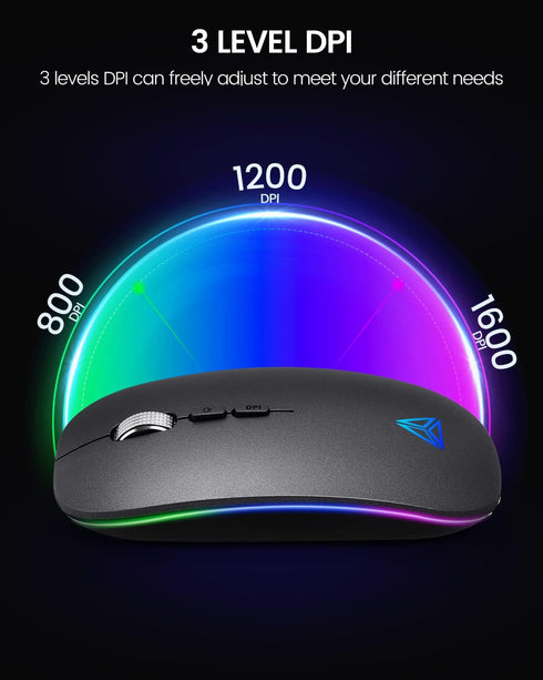 Bluetooth Mouse Led, Rechargeable Bluetooth Wireless Mouse (BT 5.1+2.4G), Silent Computer Mice for Laptop Desktop, MacBook, Windows, Mac OS(Grey)...