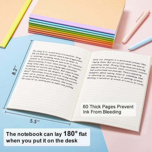 feela 16 Pack Composition Notebook Bulk, Kraft Cover Lined Blank College Ruled Travel Journals with Pastel Color Spine For Women Students Office, ...