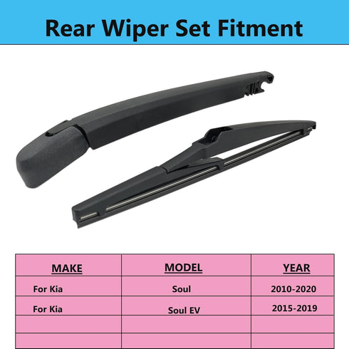 Rear Wiper Blade Arm Set Replacement for Kia Soul 2010-2020, Kia Soul EV 2015-2019 Back Glass Wipers, Factory OE Style Rear Windshield Wiper Arm &...