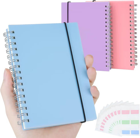 3 Pack Small Spiral Notebook, A6 Dotted Notebook 4.3" x 5.7", 100GSM 5x5mm Dot Grid, 80 Sheets/160 Pages, Small Dotted Spiral Notebooks Journals f...