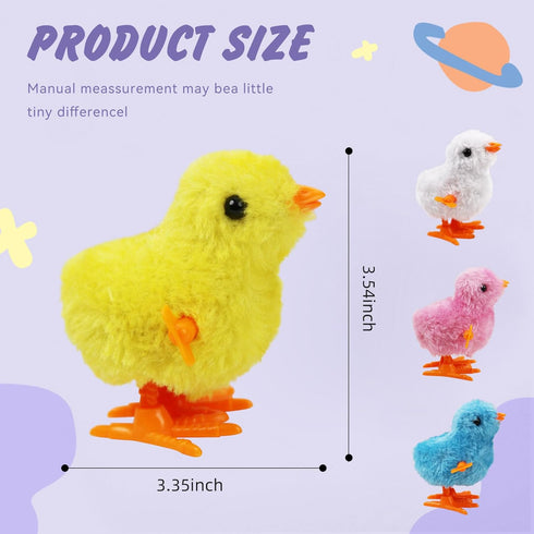 2-PCS Chicken Plush Wind Up Toys for Kids and Toddlers, Wind Up Easter Toys for Easter Egg Fillers, Goody Bag Stuffer - Soft Kawaii Windup Baby Ch...