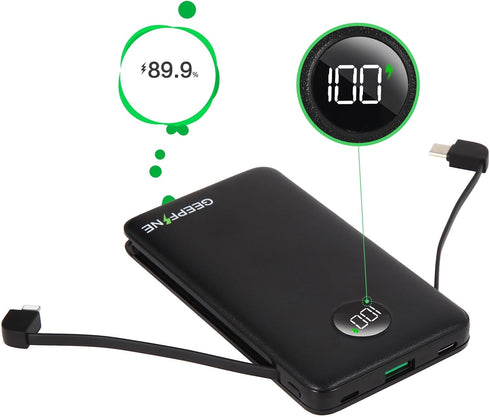 GEEPFINE Portable Charger with Built in Cable Fast Charging Power Bank 10000mah Lightweight Phone Battery Pack Portable Charger PD20W QC22.5W Port...