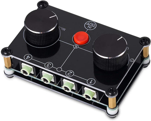Little Bear MC104 Mini Audio Switcher, 4-Way 3.5mm AUX Stereo Passive Selector, Switch Box Splitter for PC/Player/Headphone/Amplifier/Speaker...