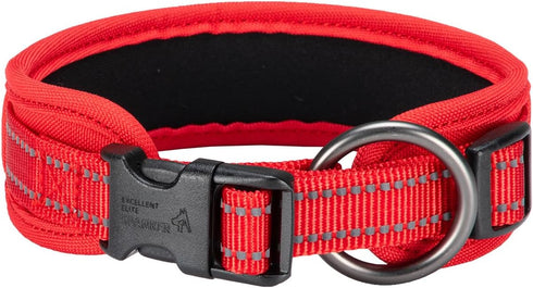 EXCELLENT ELITE SPANKER Classic Dog Collar PU Material Pet Collar with Buckle Adjustable for Small Medium Large Dogs Walking Training Black Red Bl...