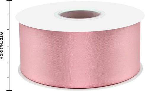 Double Face Dusty Pink Satin Ribbon 2 Inch X 50 Yards Polyester Ribbons for Gift Wrapping Fabric Ribbon for Crafts Flower Bouquet Sewing Arts Wedd...