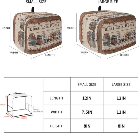 Country Star Toaster Cover 2 Slice, Small Kitchen Appliance Covers, Farmhouse Beige Brown Wood Rustic Barn Toaster Oven Cover with Loop, Bread Mac...