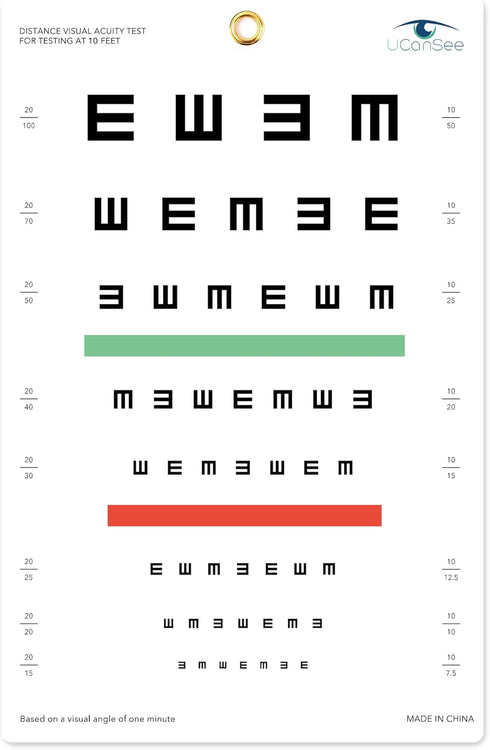 E Eye Chart Visual Acuity Chart for Eye Exams 10 Feet (9x14 Inches)...