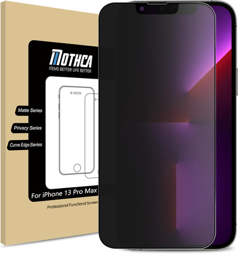 Mothca for iPhone 14 Plus/13 Pro Max 6.7-inch Matte Privacy Screen Protector with Alignment Sticker, Full Coverage Tempered Glass Anti-spy Anti-Gl...