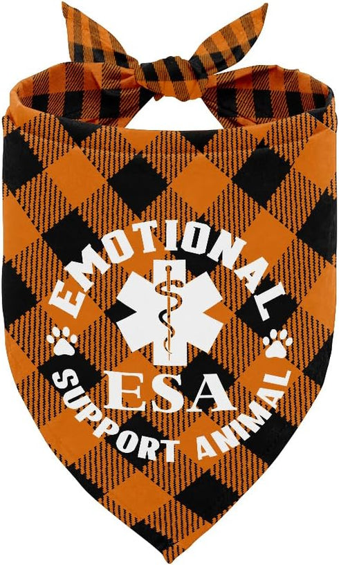 Dog Bandana, Emotional Support Animal Dog Bandana, Dog Scarf Classical Plaid Printing, Dog Scarf Accessories, Dog Bandana Pet Scarf, ESA Pet Scarf...