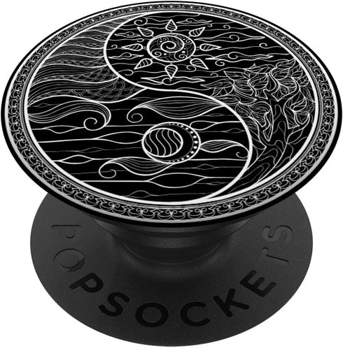 Yin Yang Day Night Chakra Moon Sun Zen Meditation Spiritual PopSockets Adhesive PopGrip...