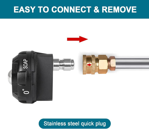 Pressure Washer Spray Nozzle, Adjustable 6-in-1 Quick Changeover Power Washer Nozzle for High Pressure Washer, 1/4in Plug Connect Tips...