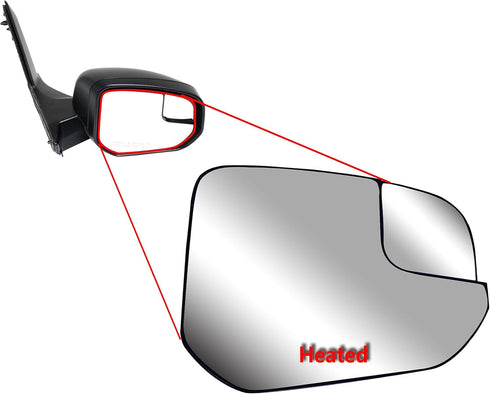 Passenger Right Side Replacement Mirror Glasses Small Housing With Heated And Plate Fit Ford Transit Connect XL,XLT and TITANIUM From 2014-onward...