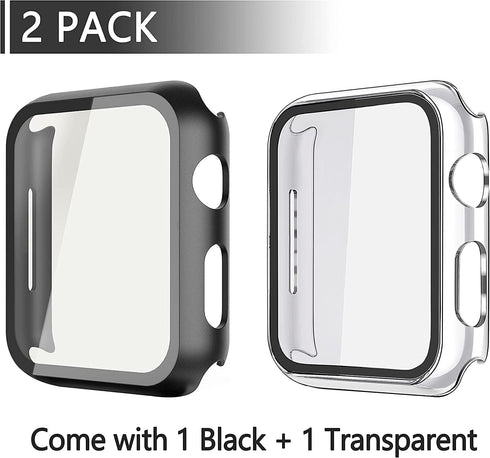 Misxi 2 Pack PC Case with Tempered Glass Screen Protector Compatible with Apple Watch SE 2 (2024) SE Series 6 Series 5 Series 4 40mm, Shockproof P...