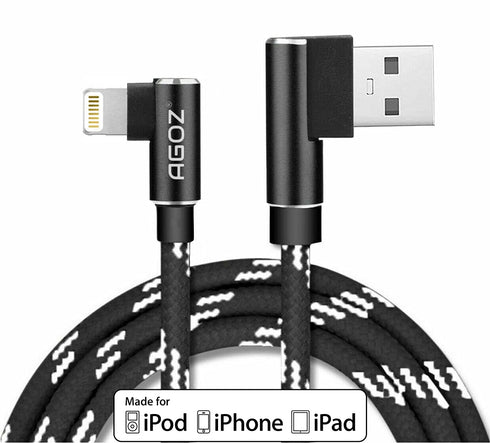 AGOZ 4FT Apple MFI Certified Lightning iPhone Cable, 90° Right Angle, FAST Charger Cord Compatible with iPhone 14, 13, 12 Pro max, iPhone SE, iPho...