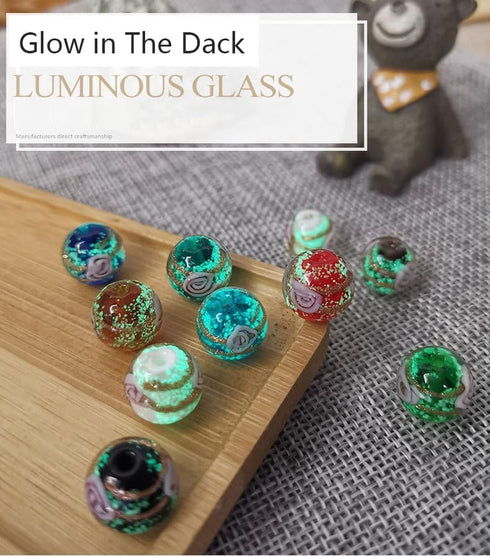 Nifsun 8mm 200pcs Glow in The Dack Glass Beads Round Spacer Loose Beads with Holes for Jewelry Making Bulk Lampwork Solar Unique DIY Lampwork Bead...