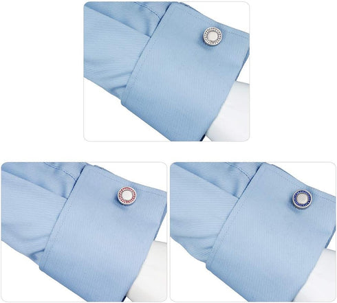 Mens Cufflinks for Tuxedo Shirts with 3 Pairs Removeable Crystal Cap Crystal for Men - Pack in a Elegant Box...